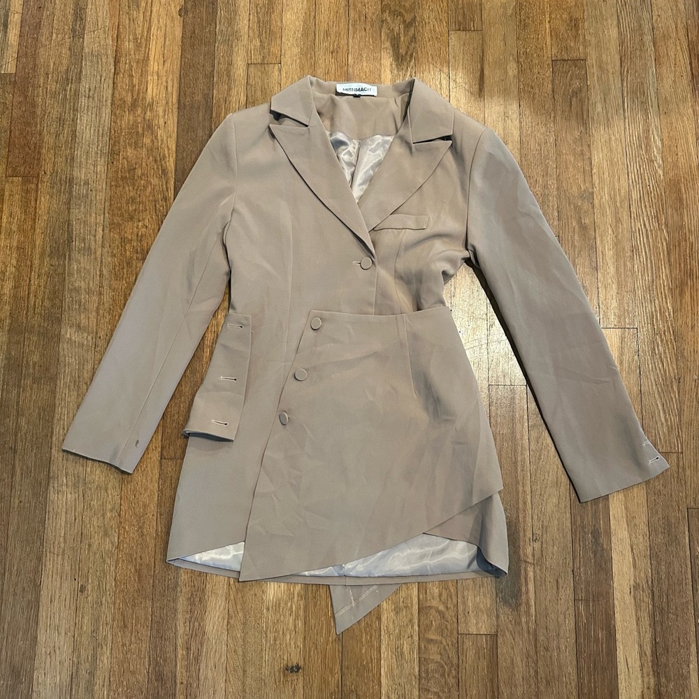 MishMach Elegant Tan Women's Blazer Dress